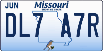 MO license plate DL7A7R