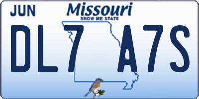 MO license plate DL7A7S