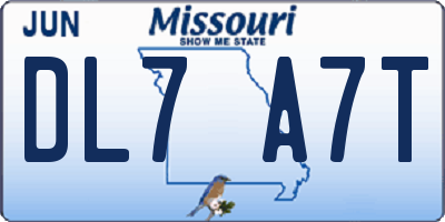 MO license plate DL7A7T