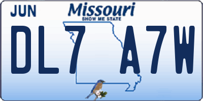 MO license plate DL7A7W
