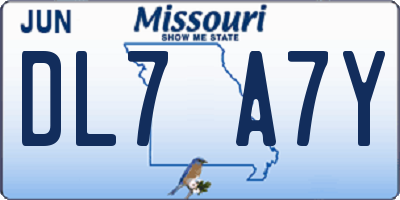 MO license plate DL7A7Y