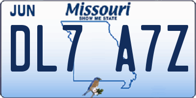 MO license plate DL7A7Z