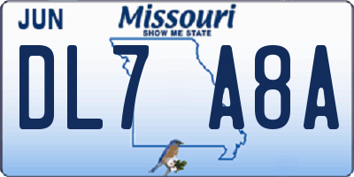 MO license plate DL7A8A