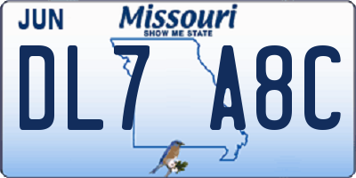 MO license plate DL7A8C