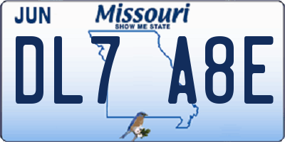 MO license plate DL7A8E