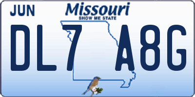MO license plate DL7A8G