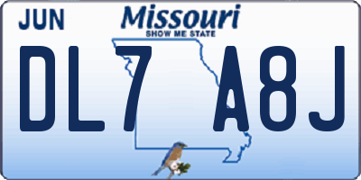 MO license plate DL7A8J