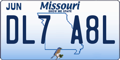MO license plate DL7A8L