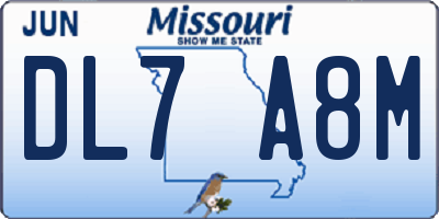 MO license plate DL7A8M