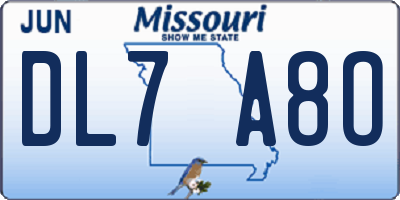 MO license plate DL7A8O