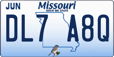 MO license plate DL7A8Q