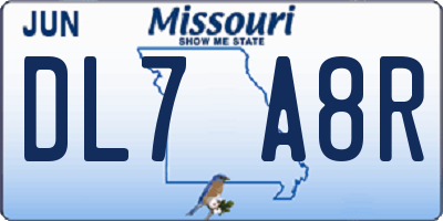 MO license plate DL7A8R