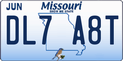 MO license plate DL7A8T