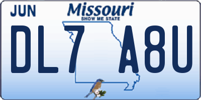 MO license plate DL7A8U