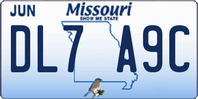 MO license plate DL7A9C