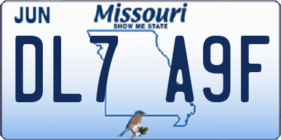 MO license plate DL7A9F