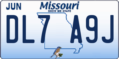 MO license plate DL7A9J