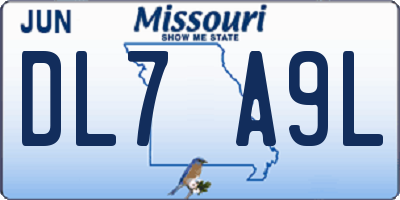 MO license plate DL7A9L