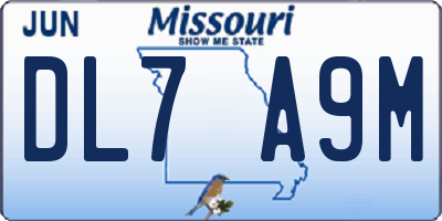 MO license plate DL7A9M