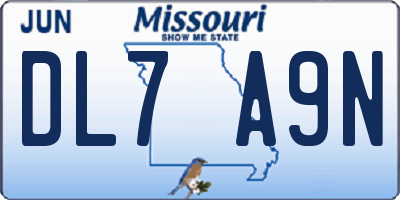 MO license plate DL7A9N