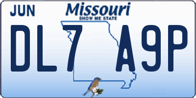 MO license plate DL7A9P