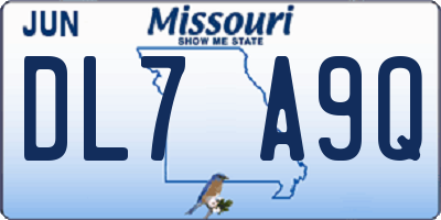 MO license plate DL7A9Q
