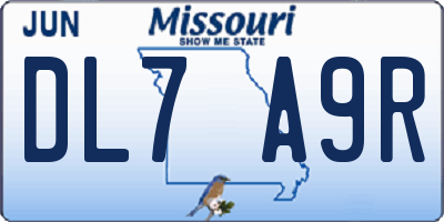 MO license plate DL7A9R