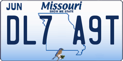 MO license plate DL7A9T