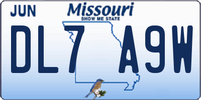 MO license plate DL7A9W