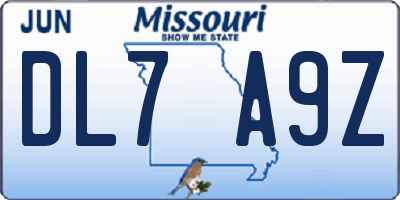 MO license plate DL7A9Z