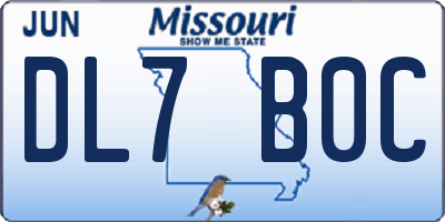 MO license plate DL7B0C