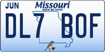 MO license plate DL7B0F