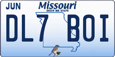 MO license plate DL7B0I