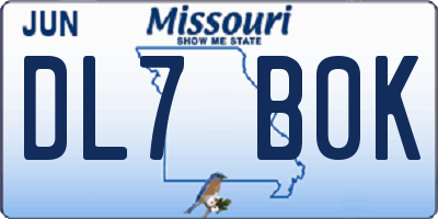 MO license plate DL7B0K
