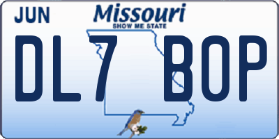 MO license plate DL7B0P