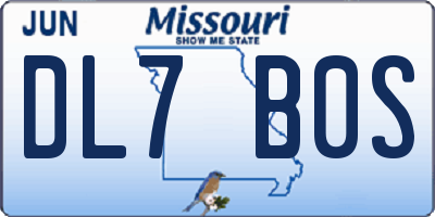 MO license plate DL7B0S