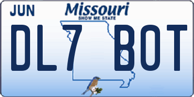 MO license plate DL7B0T