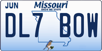 MO license plate DL7B0W