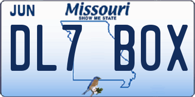 MO license plate DL7B0X