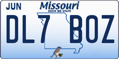 MO license plate DL7B0Z