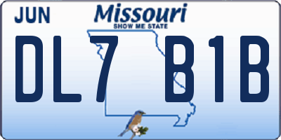 MO license plate DL7B1B