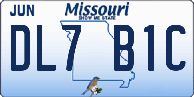 MO license plate DL7B1C