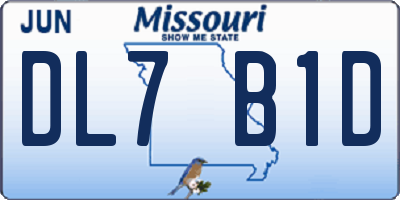 MO license plate DL7B1D