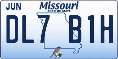 MO license plate DL7B1H