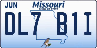 MO license plate DL7B1I