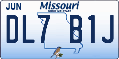 MO license plate DL7B1J