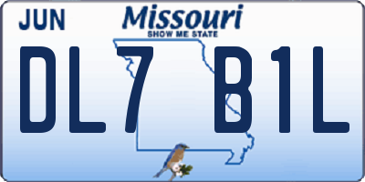 MO license plate DL7B1L