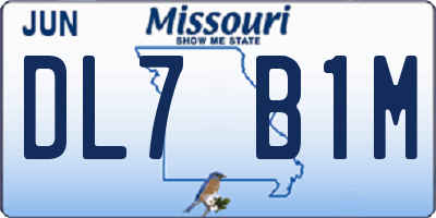 MO license plate DL7B1M