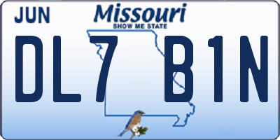 MO license plate DL7B1N