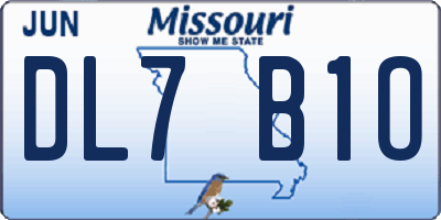 MO license plate DL7B1O